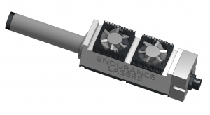 An Endurance 4 watt infrared diode-pumped solid-state (DPSS) laser metal marking head